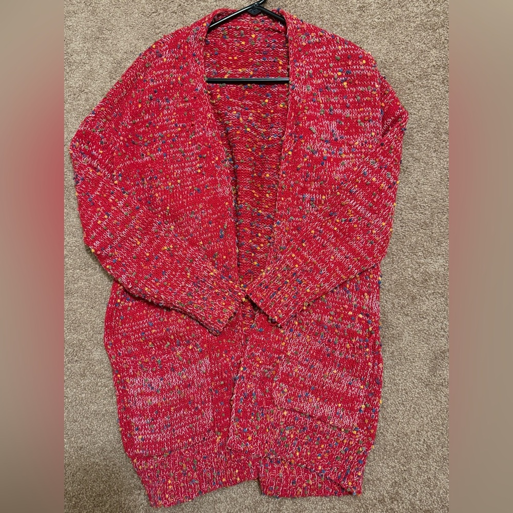 Red Confetti Sweater Cardigan